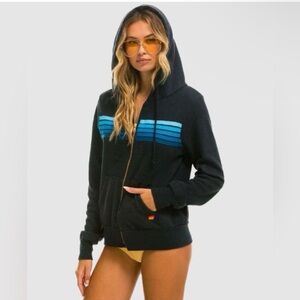 Aviator Nation Charcoal with Blue 5 Stripe